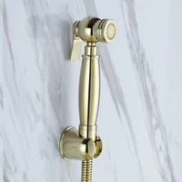 luxury gold brass toilet hand held bidet set diaper sprayer shower shattaf bidet spray douche kit jet with holder 1 5m hose