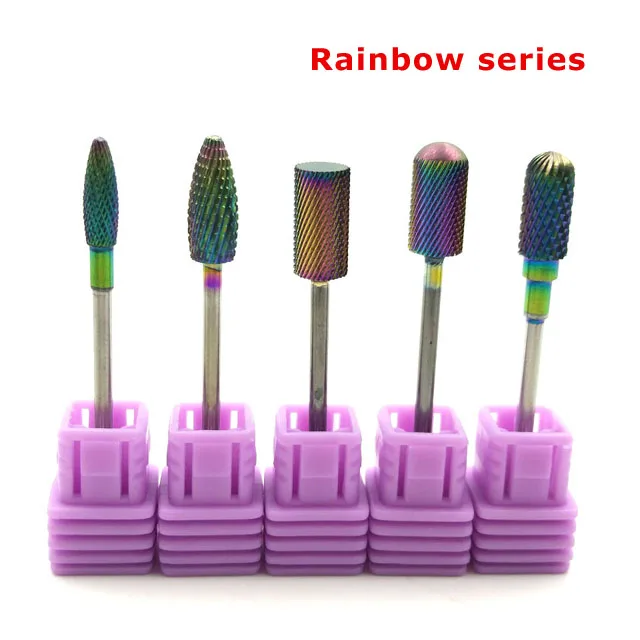 5PCSRainbowSeries HYTOOS 5 шт./компл. Вольфрам карбида фрез для маникюра/педикюра 3/3" ротационных напильников из маникюрные наконечники Дрель аксессуары фреза удаляйте гель Инструмент - Цвет: 5PCSRainbowSeries