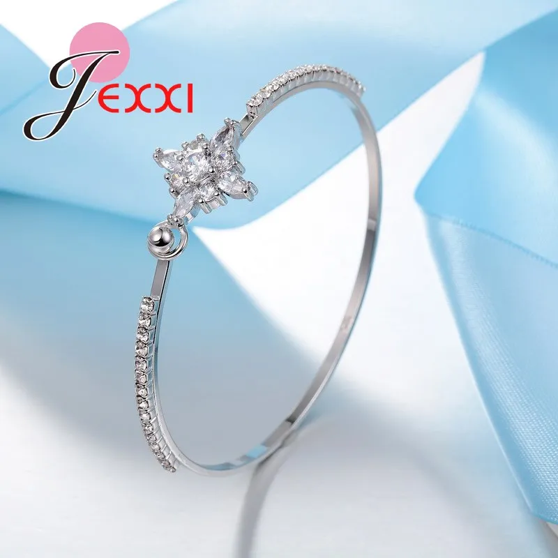 Женский браслет из серебра 925 пробы с белыми кристаллами