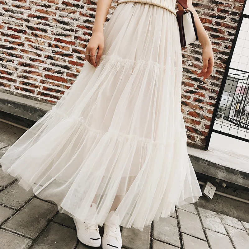 FOLOBE Princesa многослойные юбки с высокой талией для девочек Длинные фатиновые