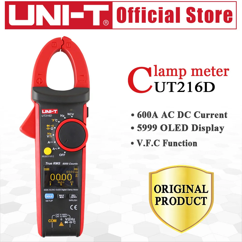 UNI-T UT216D AC/DC 600A True RMS цифровой клещи NCV v.f. C диод ЖК-дисплей подсветка OLED дисплей мультиметр Аналоговый вольтметр