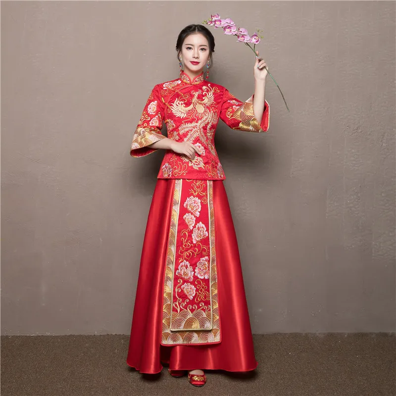 Китайское винтажное красное вечернее платье cheongsam в китайском стиле одежда для