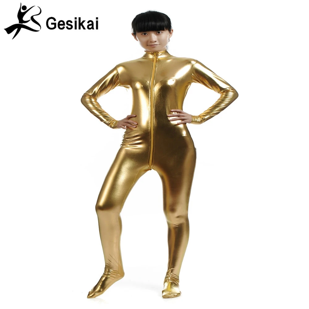 Поставляется в течение 24 часов Женский Блестящий металлический костюм кошка с