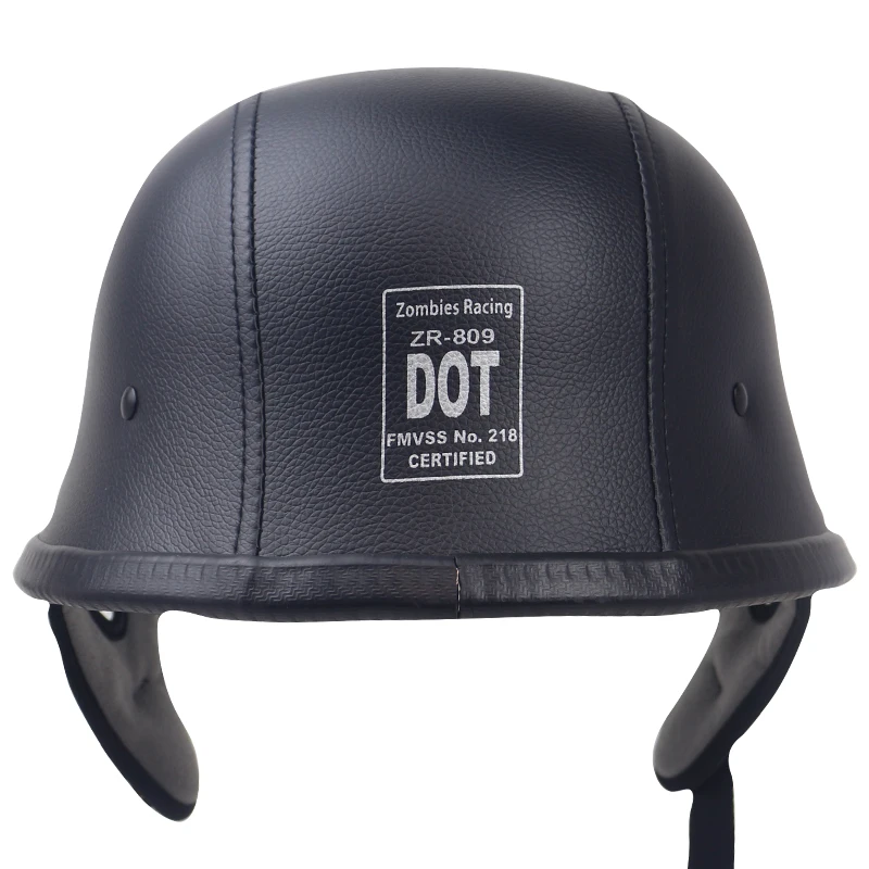 Мотошлем в горошек немецкий мотоциклетный шлем на половину лица черного цвета