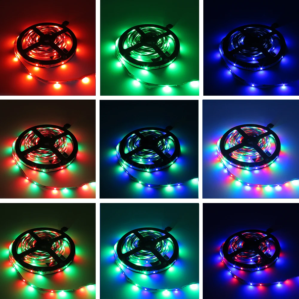 Гибкие светодиодные ленты 12 В rgb 5050 30led/m 10 м 5 Светодиодная лента набор освещения