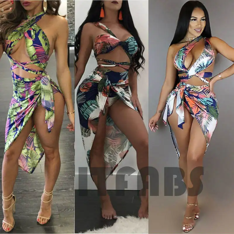 Купальник-бикини купальный костюм 3 предмета летний хит женский с принтом на