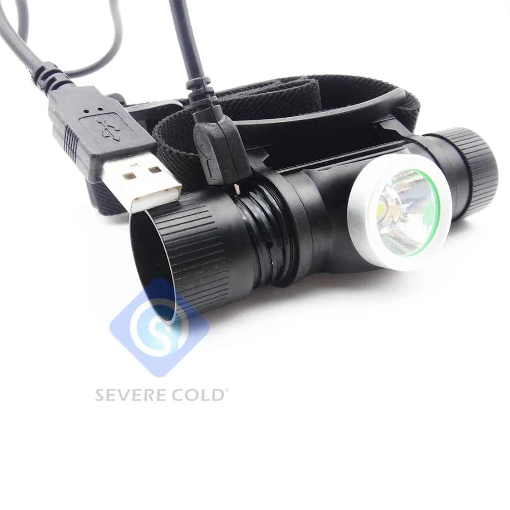 Светодиодный мини налобный фонарь Heavy Cold 1200lm XML L2 заряжаемый от USB портативный