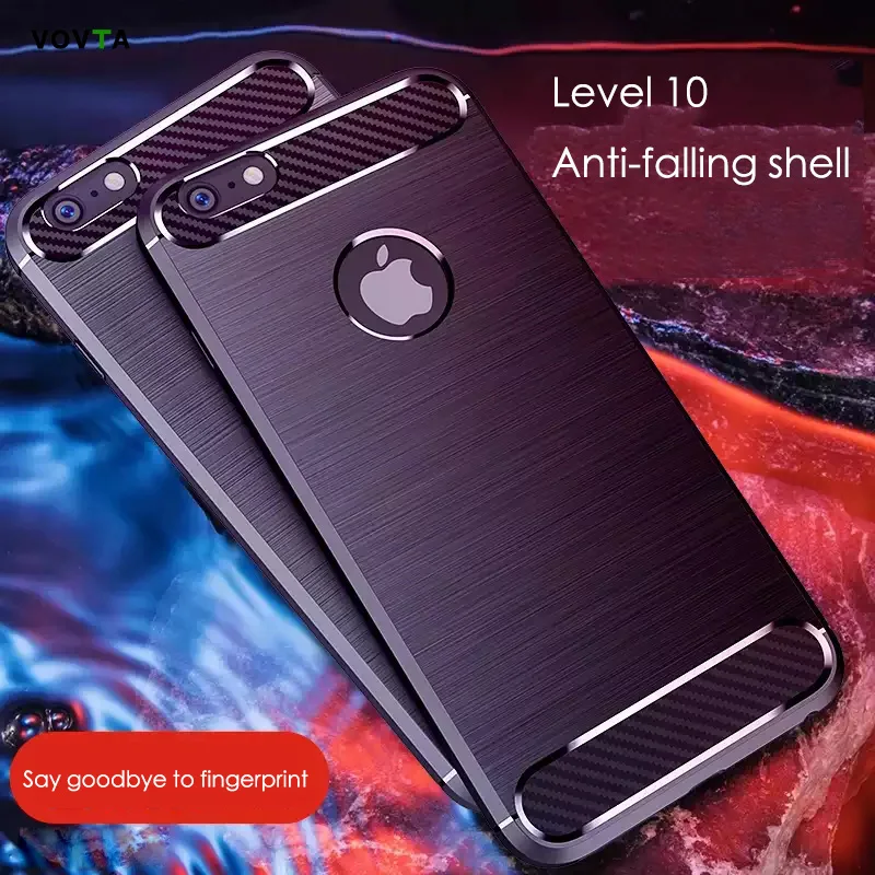 Чехол для iphone 6 s 7 Plus 5s SE X чехлы из углеродного волокна Мягкий чехол ТПУ Встроенная