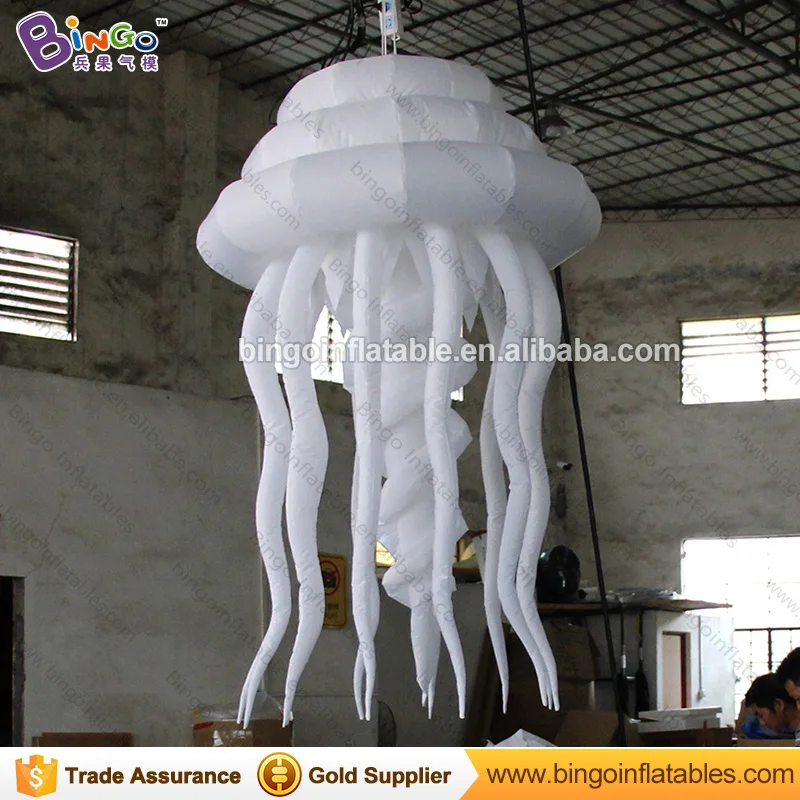 

Free shipping 1.6M giant inflatable jellyfish for ocean theme party decoration all white hanging jellyfish balloon toy for sale