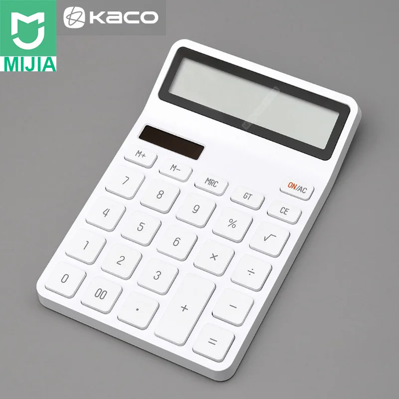 White Настольный калькулятор Xiaomi LEMO, фотоэлектрический, двойной, для дайвинга, 12 цифр, автоматическое выключение, для офиса, для бизнеса - Цвет: White