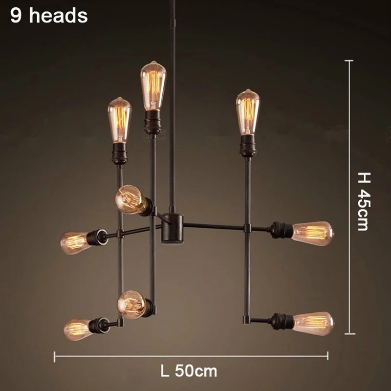 9/12/16 lights personality branch spider chandelier loft industrial black color painted iron hanging lamp for bar coffee shop | Освещение