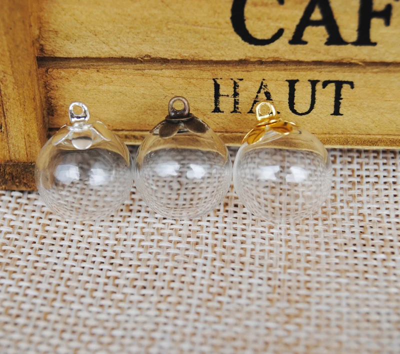 

NEW 100sets/lot 14mm*4mm(opening) glass globe bubble & flower cap with ring set DIY Glass bottle vial pendant