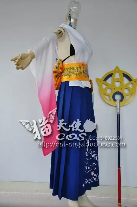 Костюм на Хэллоуин из аниме финальная фантазия X Yuna топ + юбка пояс рукава 11|halloween