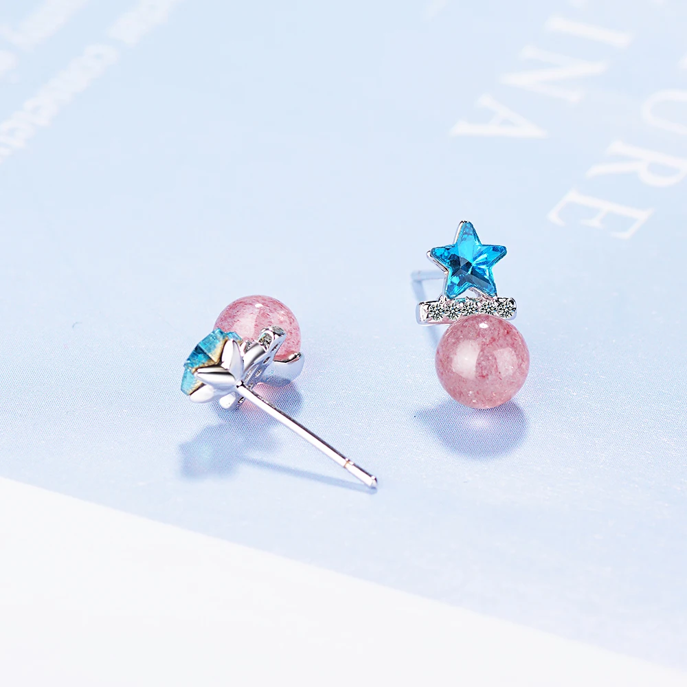 Todorova Delicate Blue Zirconia Star Women Earrings Jewelry oorbellen Strawberry Crystal Stud | Украшения и аксессуары