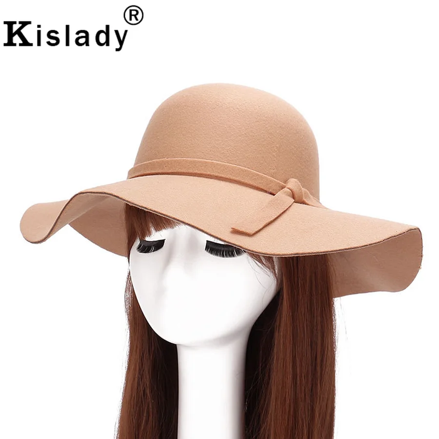 Kislady Осень Зима Дикая с большим краем шерсть фетровая шляпа для дам модные