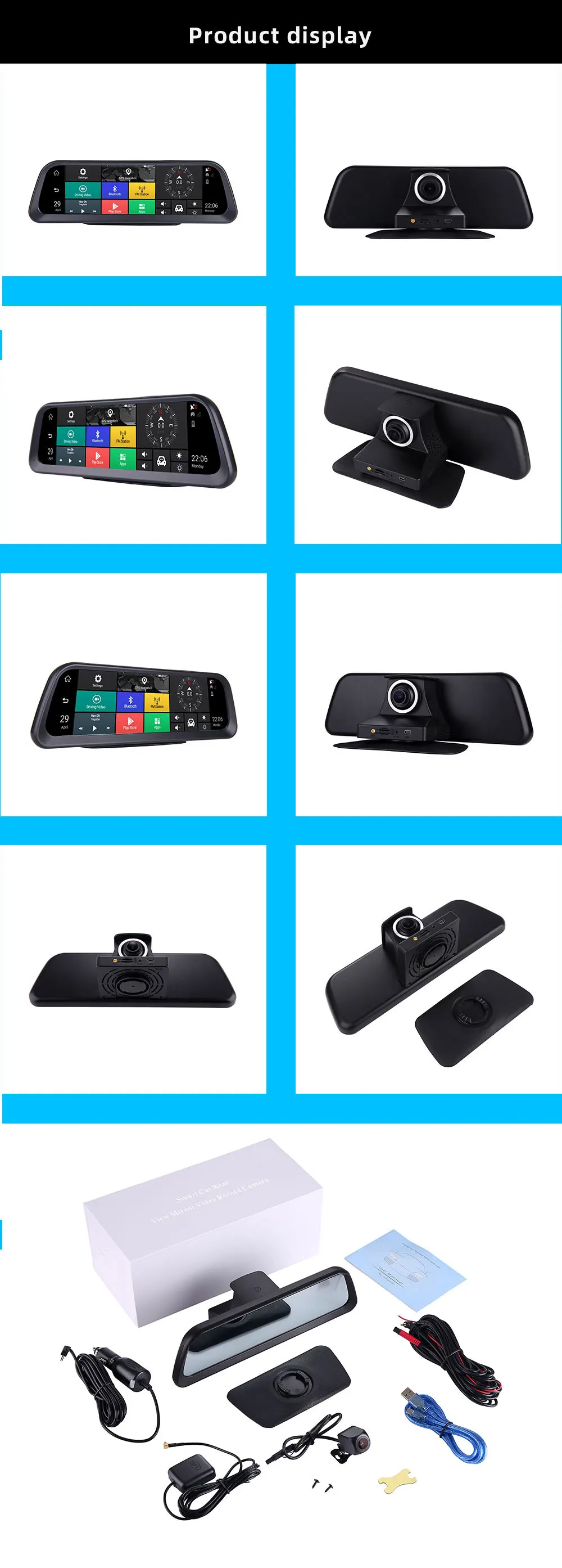 Anstar 10 ''большой экран приборной панели автомобиля dvr 4G Android авто камера HD 1080P Dash Cam ADAS gps Wifi удаленный монитор регистратор DVRs