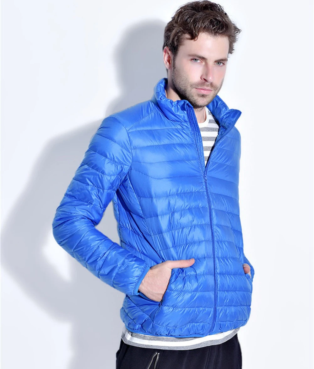 Зима 2017 мужские куртки на утином пуху Uwback приталенные сверхлегкие повседневные с