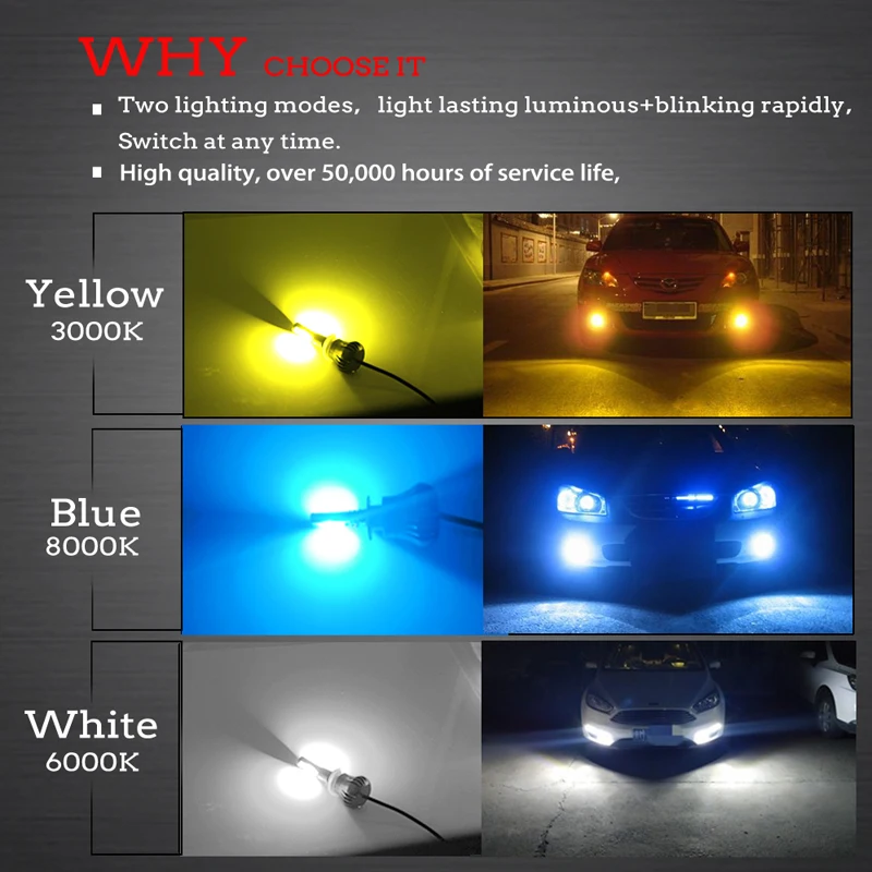 FLYCAR COB Светодиодная мигающая противотуманная фара H11/H8 H3 880/881/H27 светодиодная