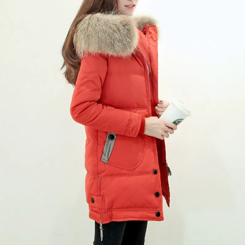 Новинка зимы Для женщин Корейский 90 бархат утка Пух куртка длинное теплое