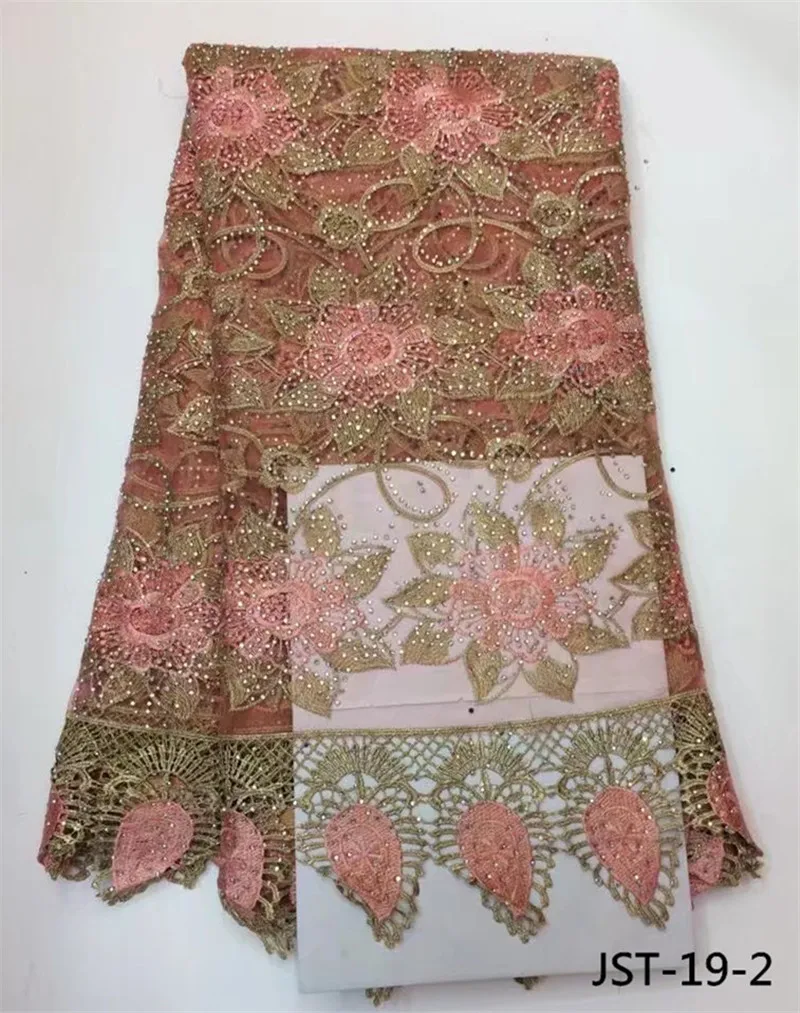 High quality african french tulle lace fabric with charming stones 2017 embroidery flower pattern net for dress JST-19 | Дом и сад
