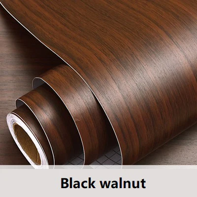 Black walnut 3 м самоклеющиеся обои ПВХ Виниловая контактная бумага водонепроницаемая декоративная пленка кухонные шкафы спальня гостиная домашний декор - Цвет: Black walnut