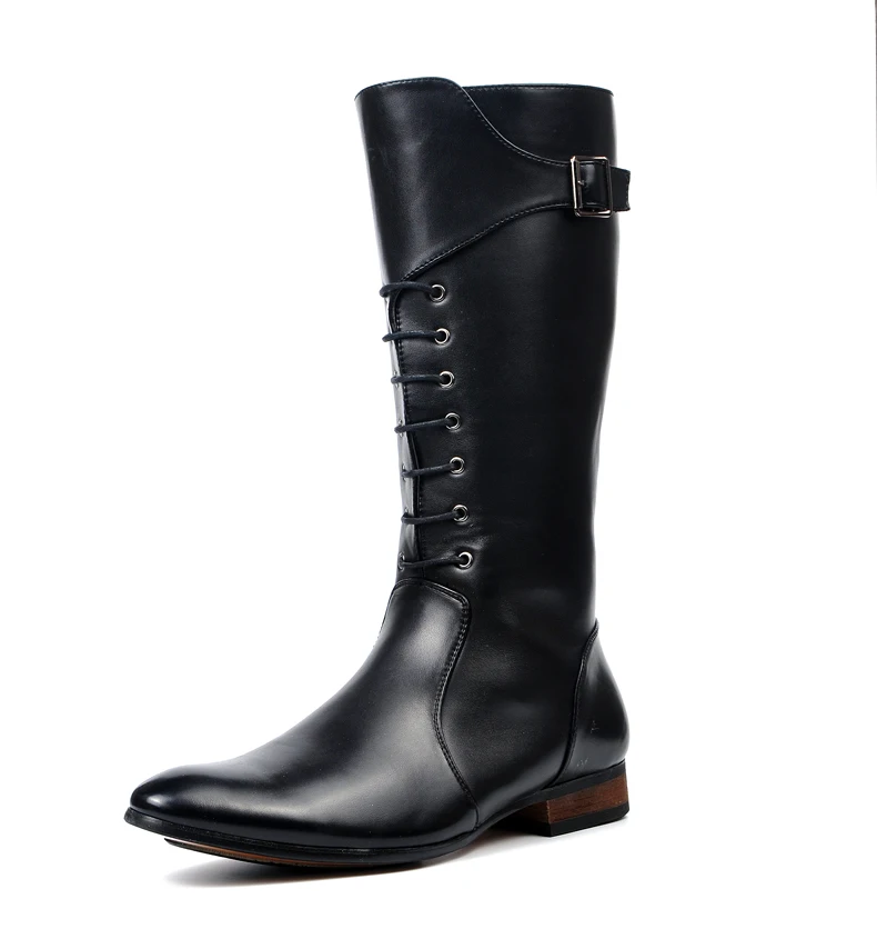 

{Zorssar} 2018 fashion high boots Men Military boots Riding Equestrian Boots Pu leather Mens Knee High boots Winter male shoes