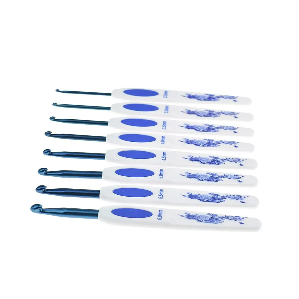 8 шт./компл. набор крючков для вязания крючком синие и белые фарфоровые ручки