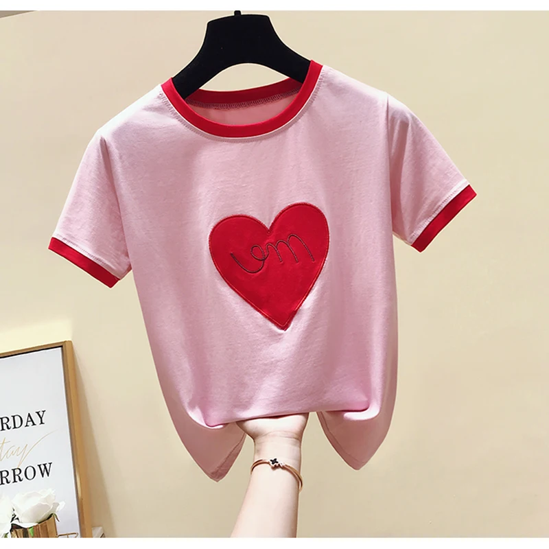 

Футболка GGRIGHT Женская хлопковая с вышивкой, с круглым вырезом и коротким рукавом, белая