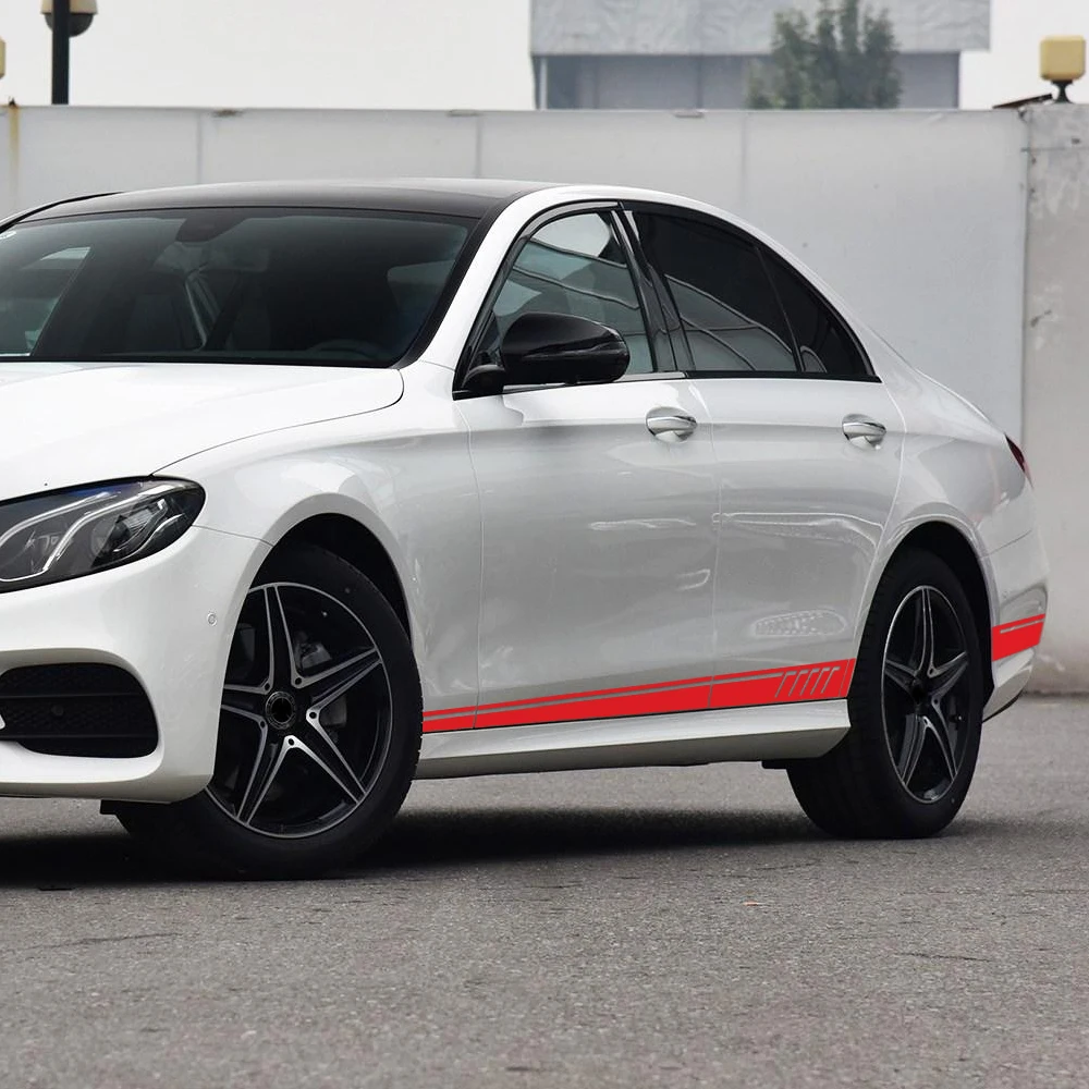 Наклейка на дверь автомобиля с боковыми полосками наклейка юбку для Mercedes Benz E Class