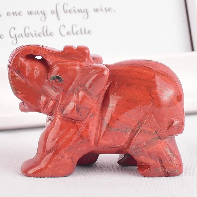 2 дюйма натуральные драгоценные камни красная яшма слон фигурка резное ремесло