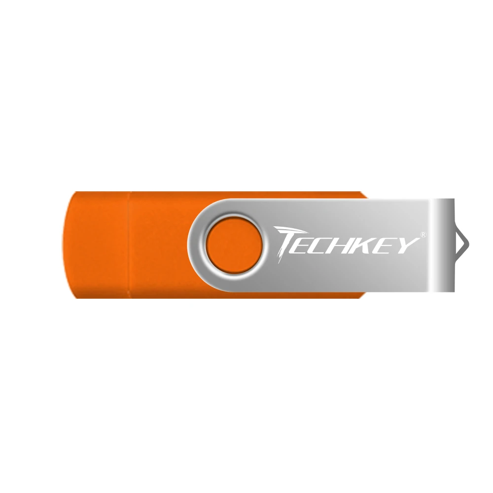 OTG Usb флеш-накопитель Techkey 8 ГБ 16 ГБ 32 ГБ флеш-накопитель 64 ГБ 128 ГБ флешка для мобильного телефона, флеш-карта памяти, многофункциональная флешка - Цвет: orange