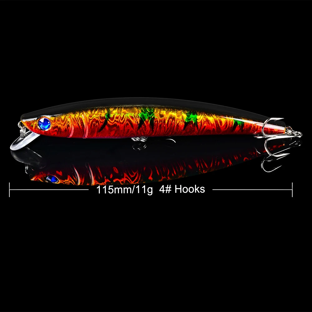 Sunlure 10 шт. Topwater Minnow рыболовная приманка пластиковая жесткая воблеры 11 5 см г