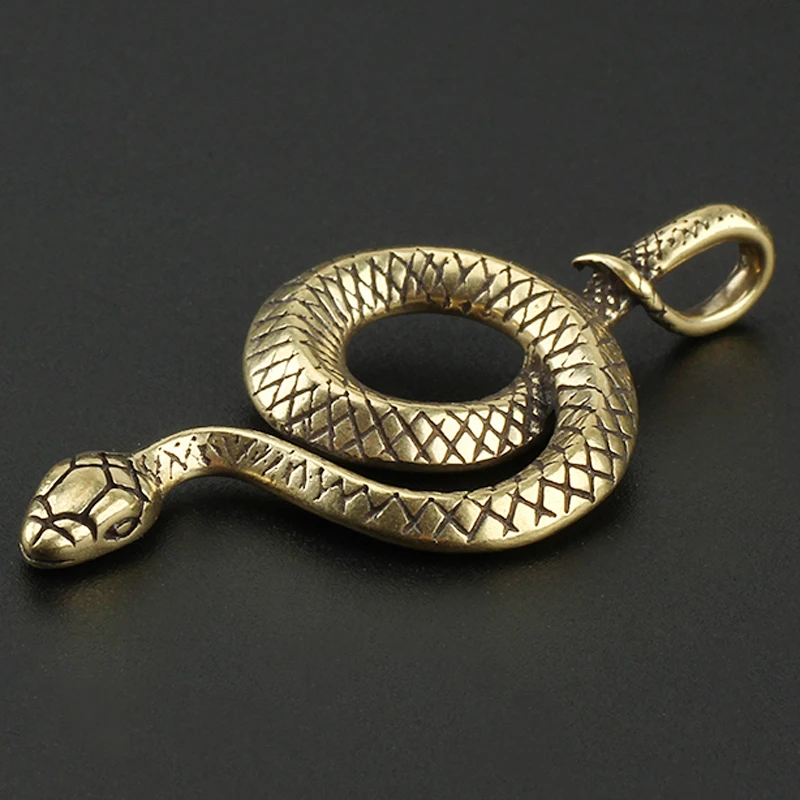 Винтажный латунный брелок для ключей в виде змеи маленький инструмент