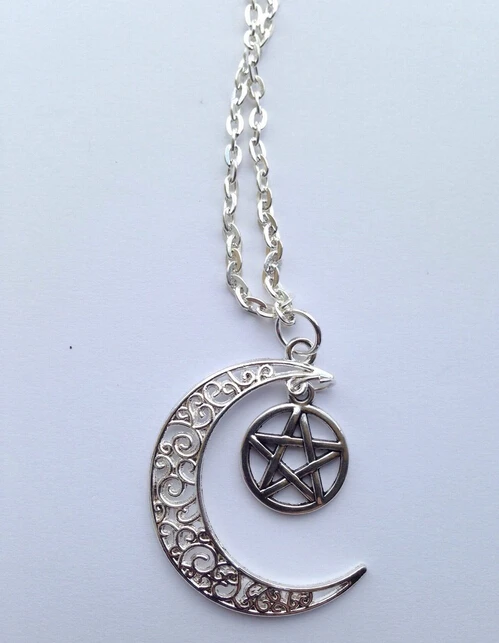 Новые Модные Винтажные подвески в виде полумесяца и пентаграммы ожерелье для