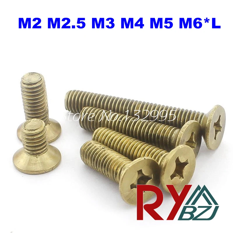 Латунные винты с плоской головкой латунные потайной для станка M2 5 M3 M4 M5 M6|machine