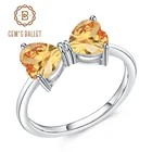 Женское кольцо с бантом GEM'S BALLET, серебряное кольцо с бантом и натуральным цитрином, 1,56 карат, подарок на день Святого Валентина, ювелирные изделия