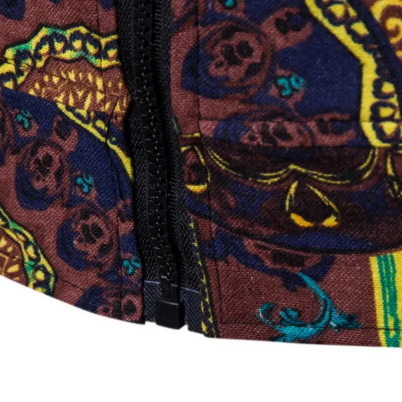2019 spring Linen Casual Fashion Loose Bomber Jacket Men Overcoat Baseball Jackets Men's Streetwear Ethnic Style Printed | Мужская