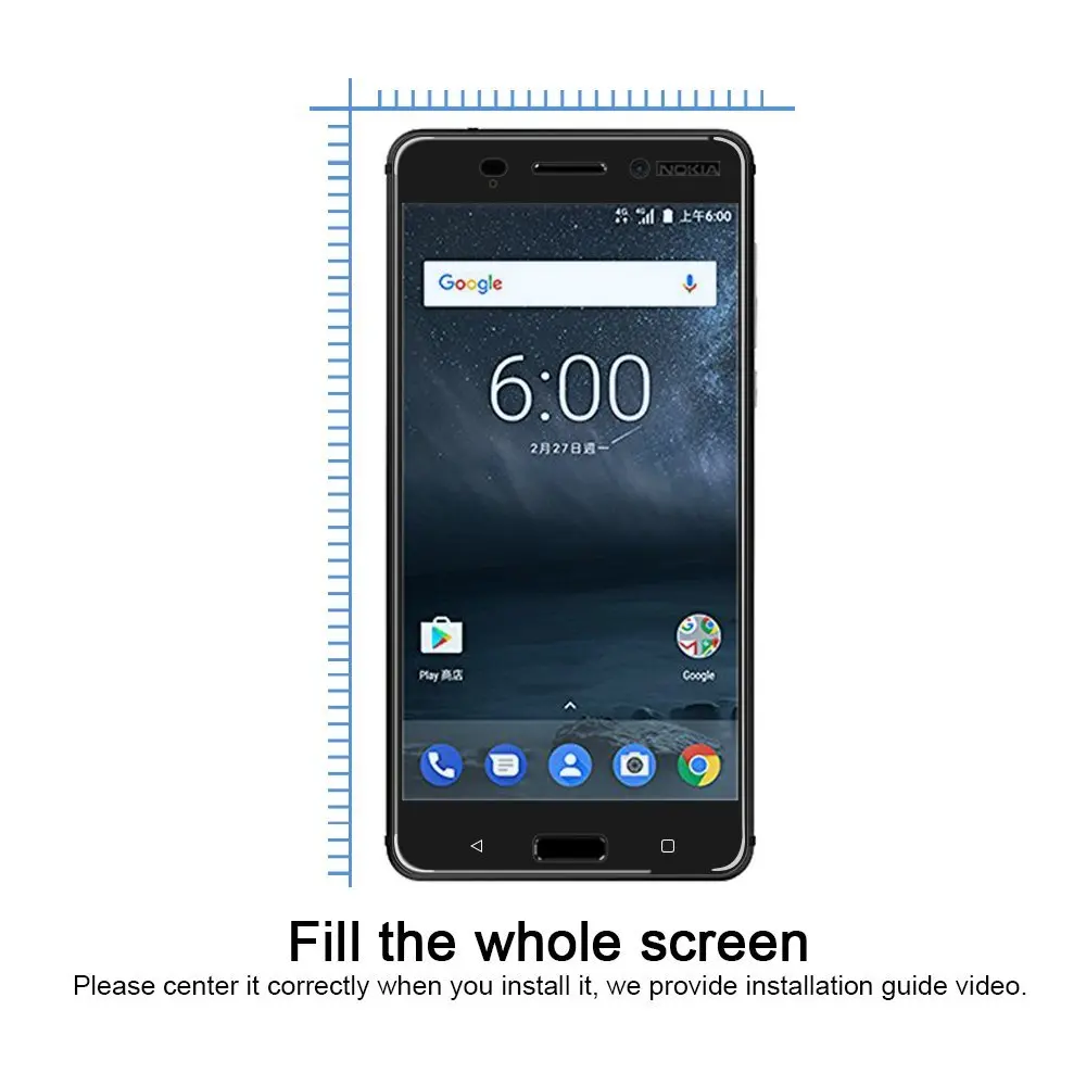 Полное покрытие закаленное Стекло для Nokia 6 1 2018 plus экран защитный чехол 9 H черная