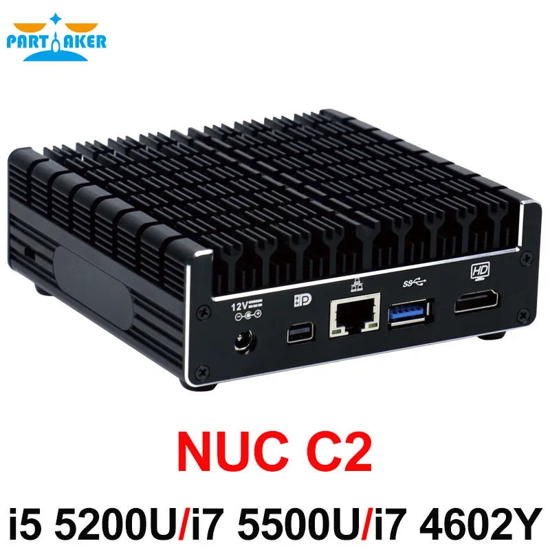 Причастником алюминиевый сплав безвентиляторный NUC мини ПК с i3 5010U i5 5200U i7 5500U