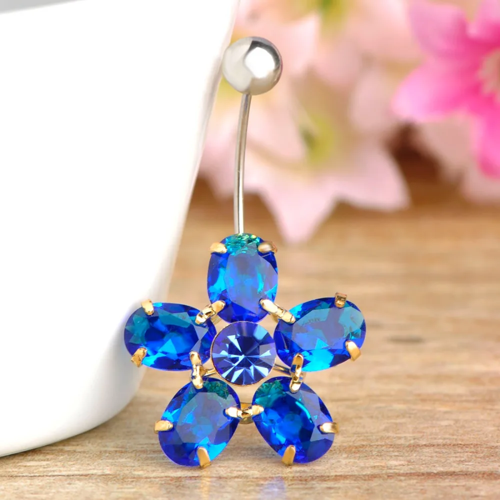 Стразы в виде красного цветка кольцо на пупок живота сексуальное ювелирное