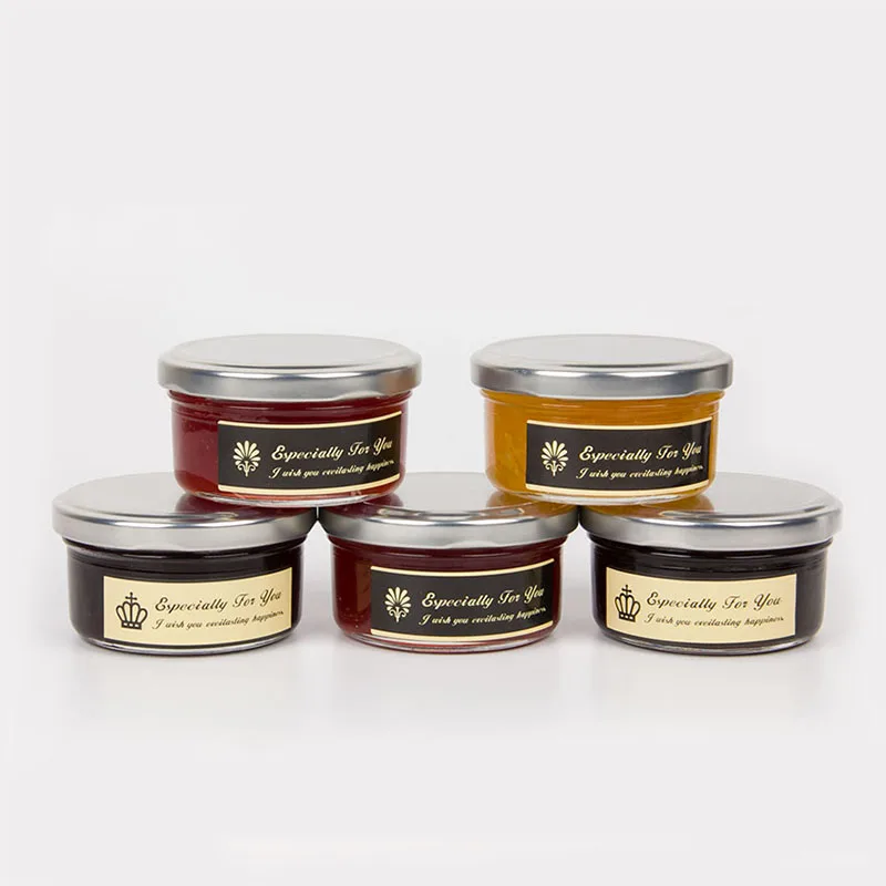 Silver lid 20 шт./лот, 60 мл стеклянная бутылка, пустая банка для варенья, бутылка для хранения с широким горлышком, банка для упаковки пищевых продуктов, белые, черные, золотые, серебряные крышки - Цвет: Silver lid