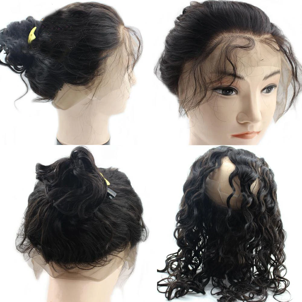 Пучки переплетения воды с 360 фронтальным кружевом предварительно выщипываемые