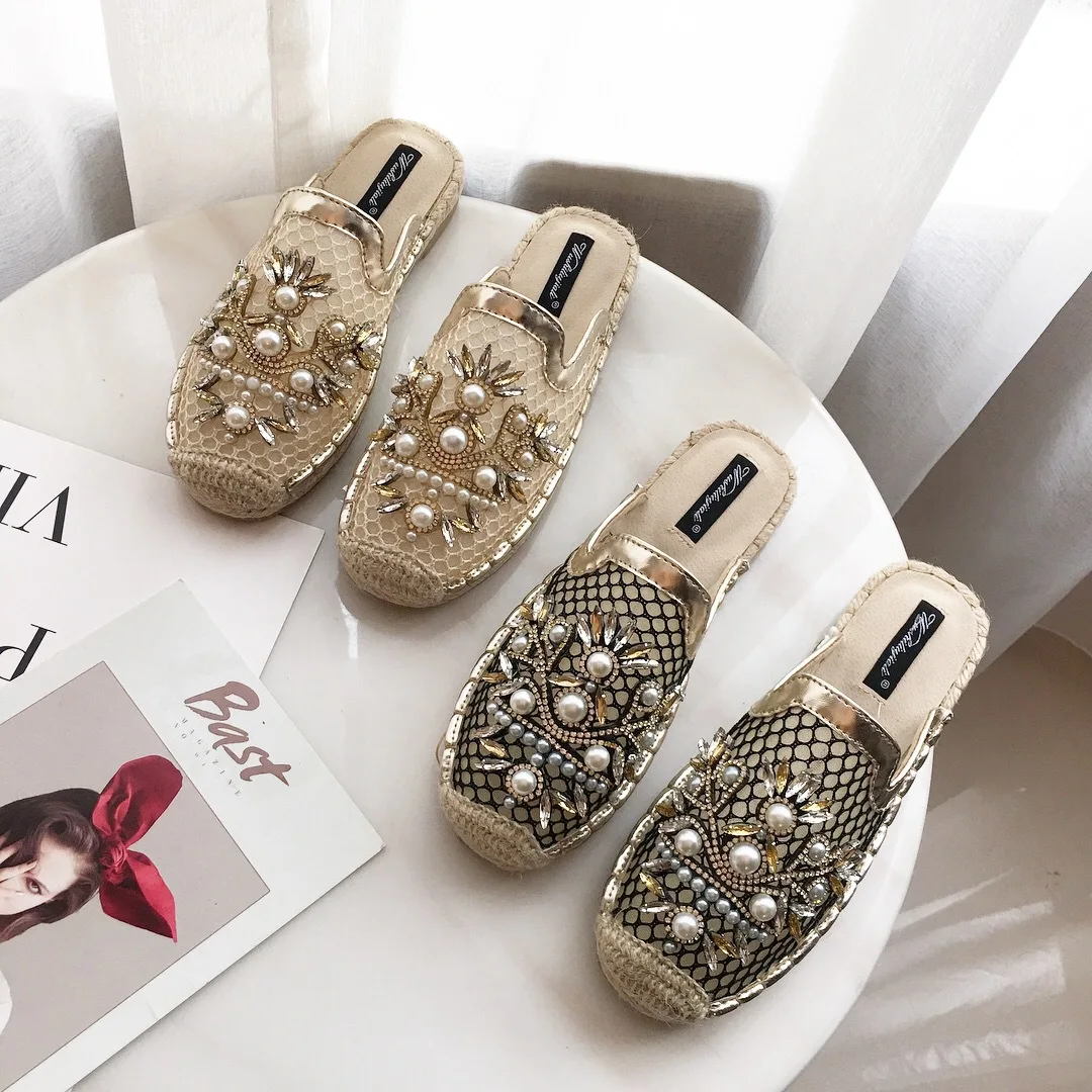 2018 Новый Bling Crystal ткань сетки белый черный подошва обувь без застежки Для женщин