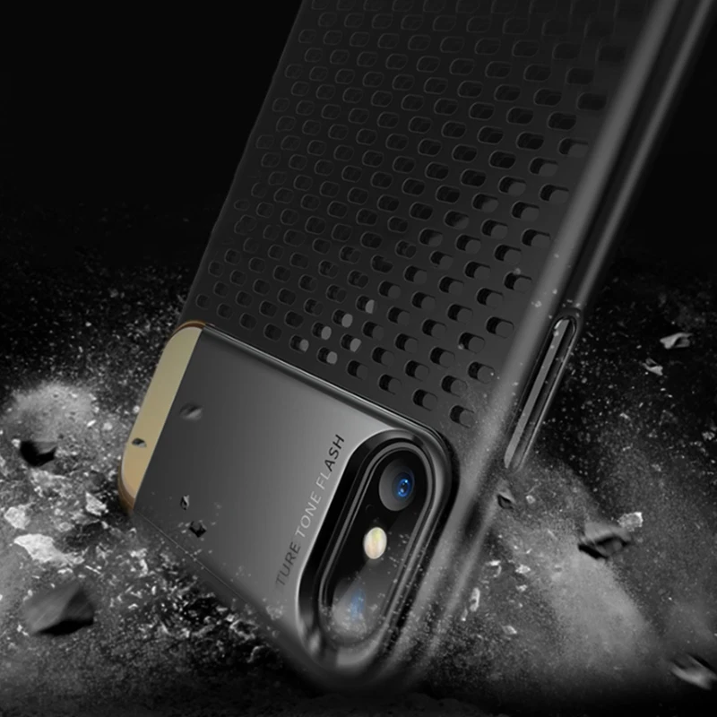 Противоударный защитный Чехол для iphone х чехол дышащая PC Shell назад с металлическим