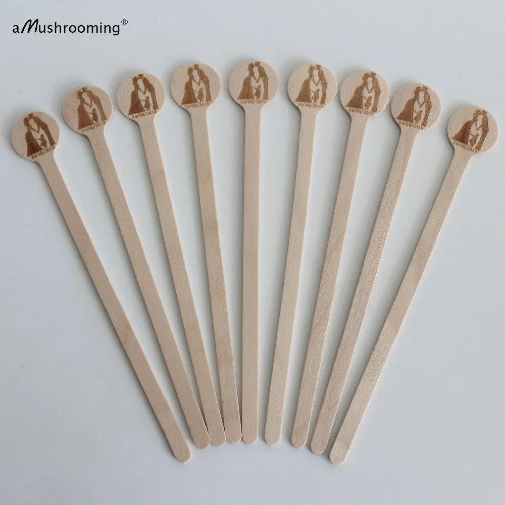 X100 персонализированные палочки для напитков мелких деревянные размешивания под