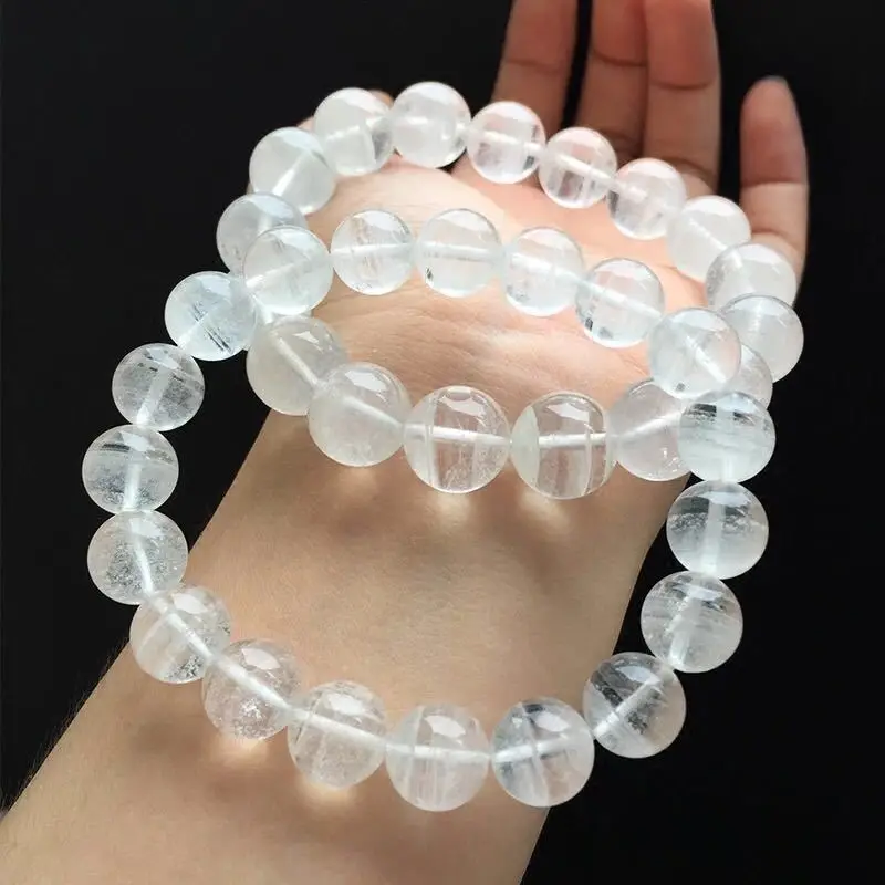АААА 10 мм натуральный белый Кристал-фантом вулканический пепельный браслет SiO2 |