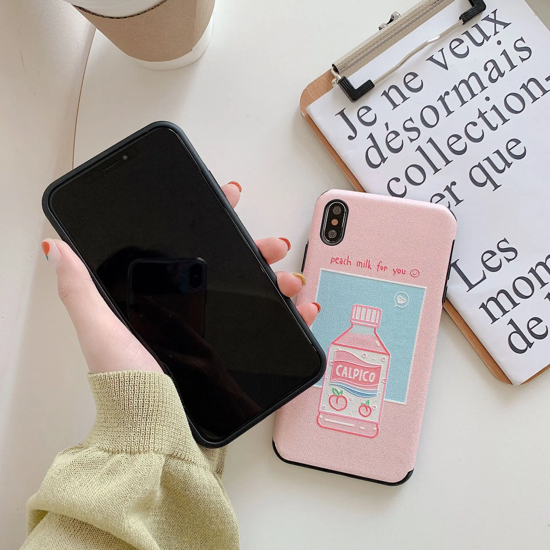 Kuutti Squishy Kawaii Peach Milk Pattern 3D Relief Phone Cases for iPhone 6 6s 7 8 Plus X XR XS Max Cover iphone plus case |