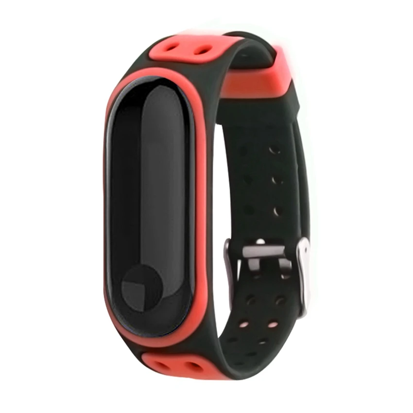 black red Fentorn ремешок на запястье для Xiaomi mi 3 4 браслет силиконовый ремешок для mi Band 3 двойной цвет Замена браслета mi Band 3 - Цвет: black red