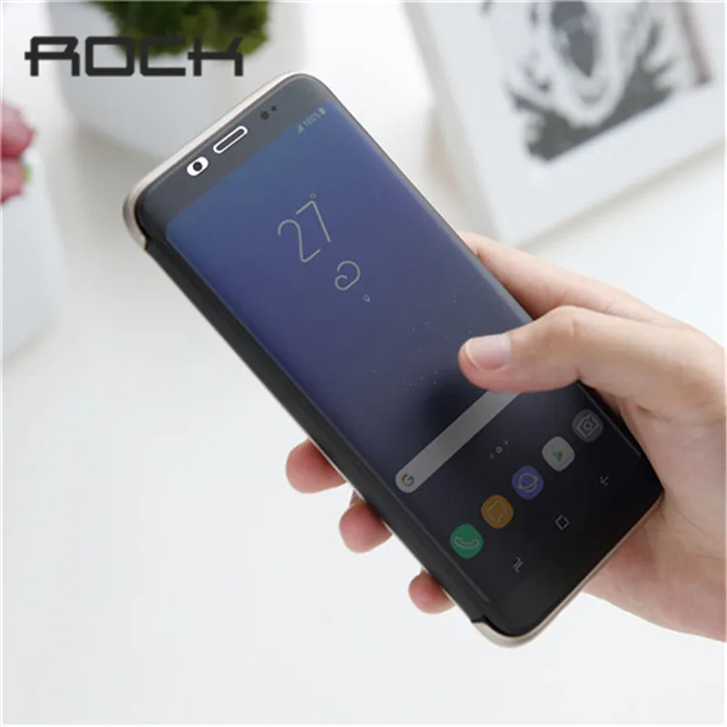 Для samsung S8 чехол флип чехол Прозрачный видимое окно задняя крышка чехол Rock DR. V серии защитный чехол для samsung Galaxy S8 плюс