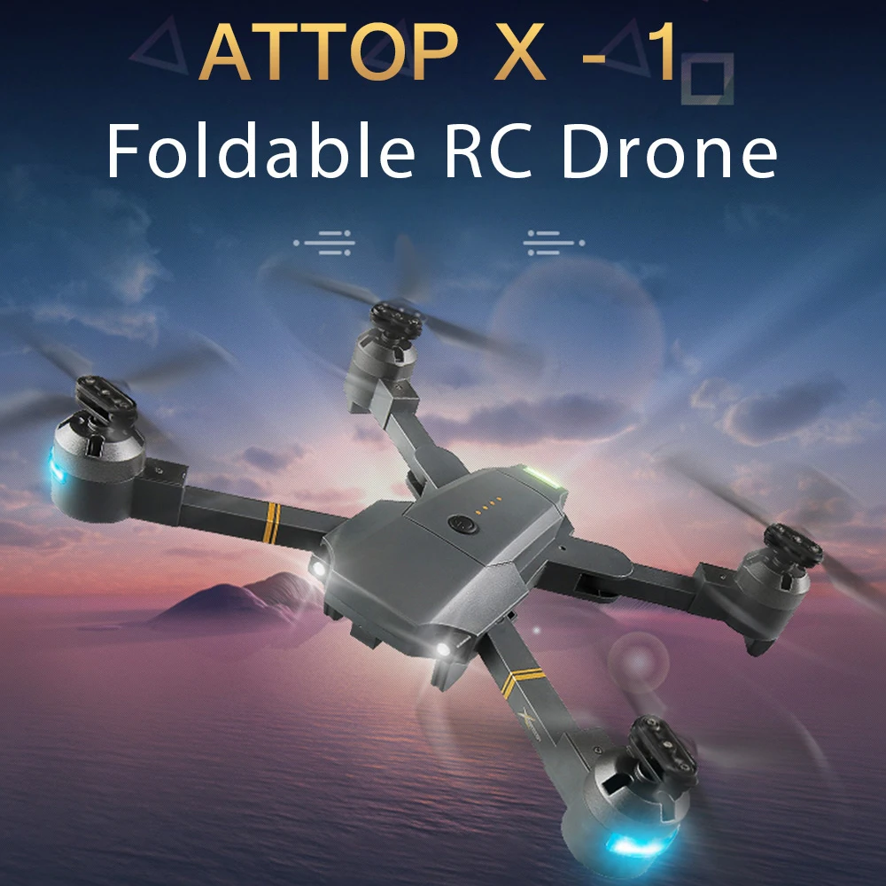 Складной Радиоуправляемый Дрон ATTOP с камерой Wi Fi FPV 2 МП RC вертолет Квадрокоптер